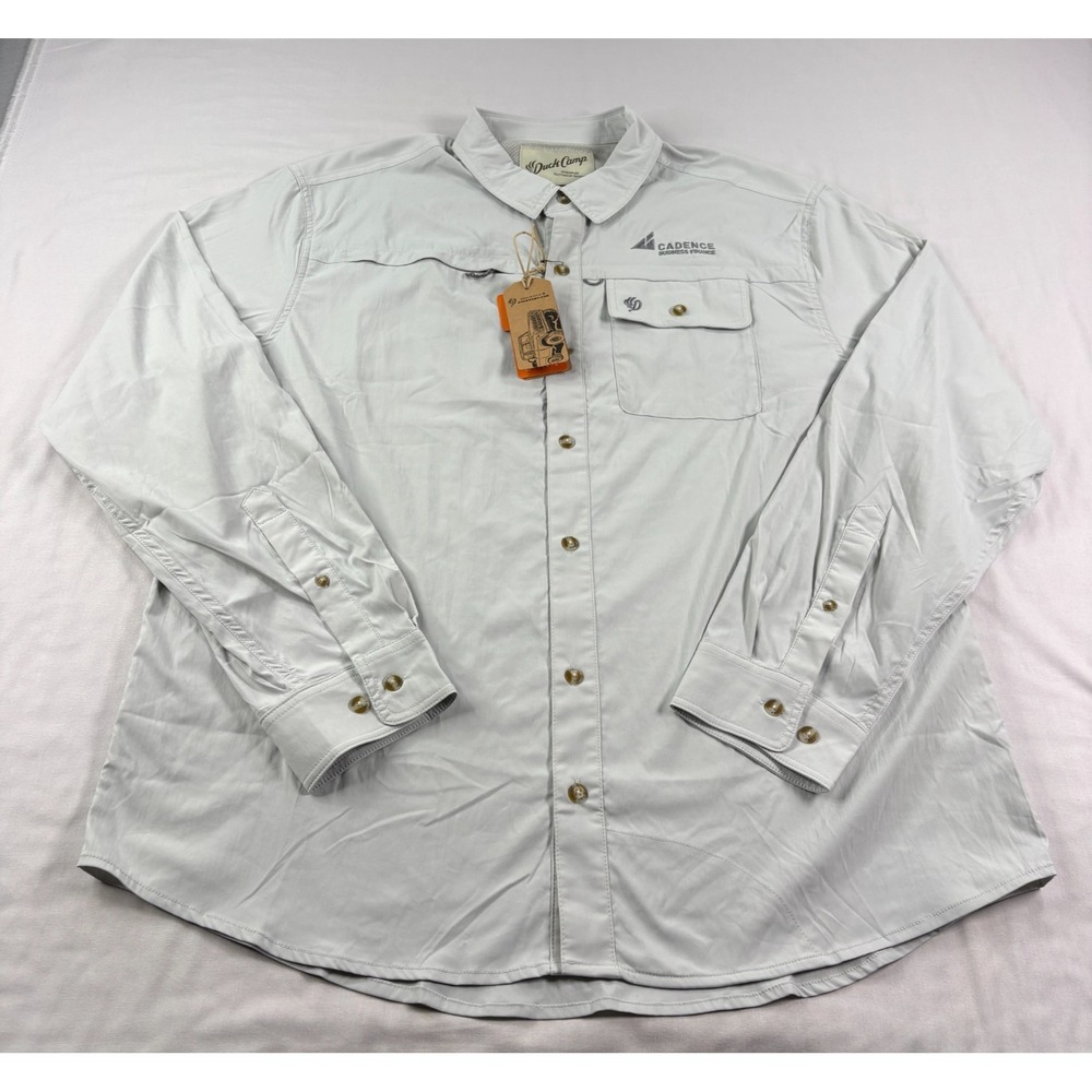 Duck Camp Shirt Mens 2XL Gray Button Up Vented Fishing Outdoor Performance NEW